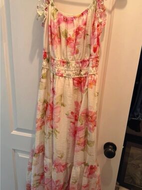 Girls' Floral Pink & Cream Sundress
